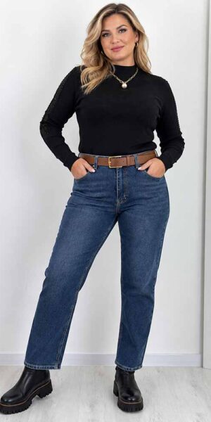 582 BALLOON SPODNIE JEANSY Z PASKIEM plus size
