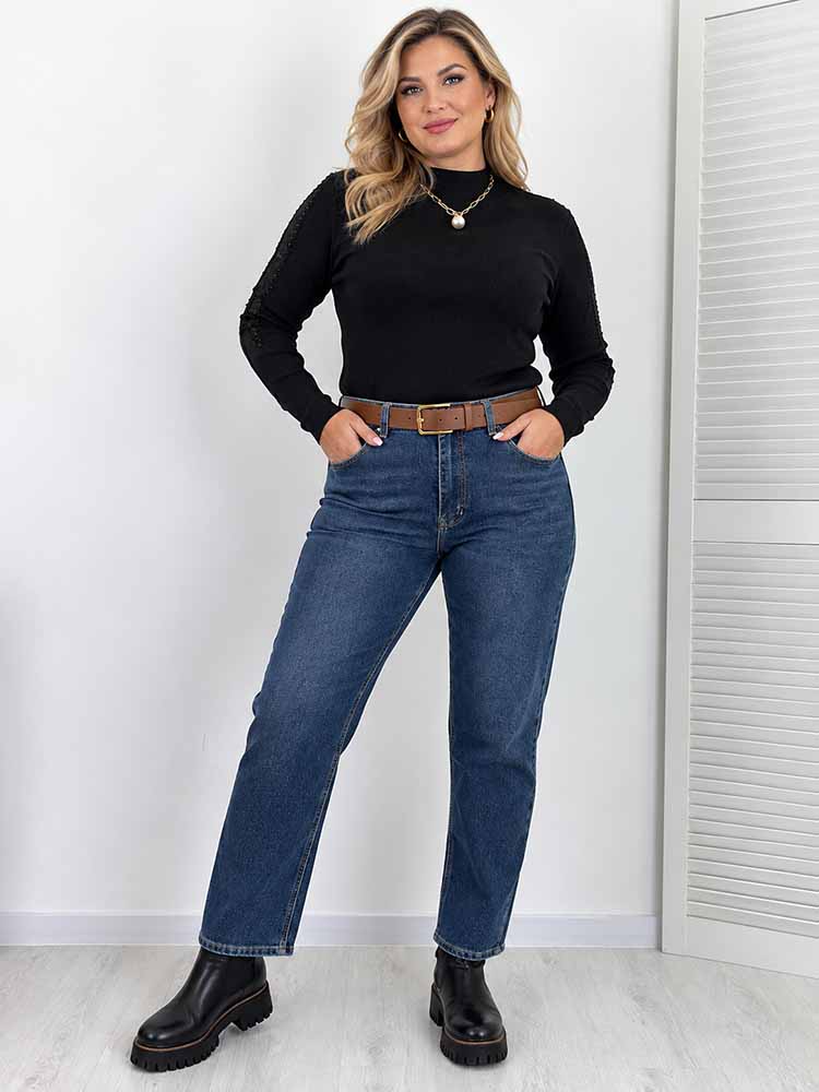 582 BALLOON SPODNIE JEANSY Z PASKIEM plus size