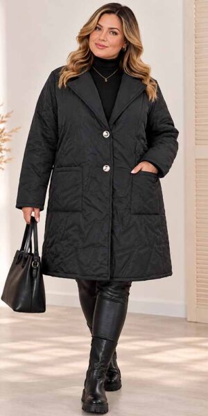 GOSIA PŁASZCZ KURTKA PIKOWANA plus size duży rozmiar czarny