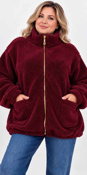 TEDDI KURTKA BLUZA BUKLA baranek misiek bordowa