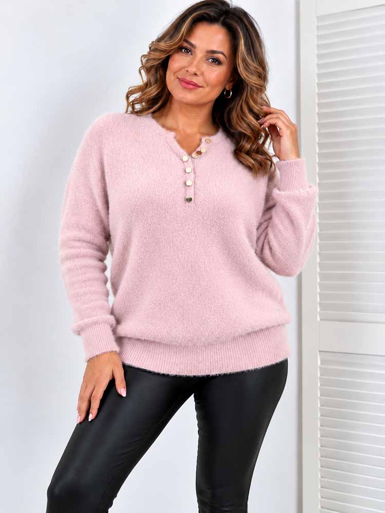 AMORE SWETER miękkI baby alpaka włochacz puder - obrazek 2