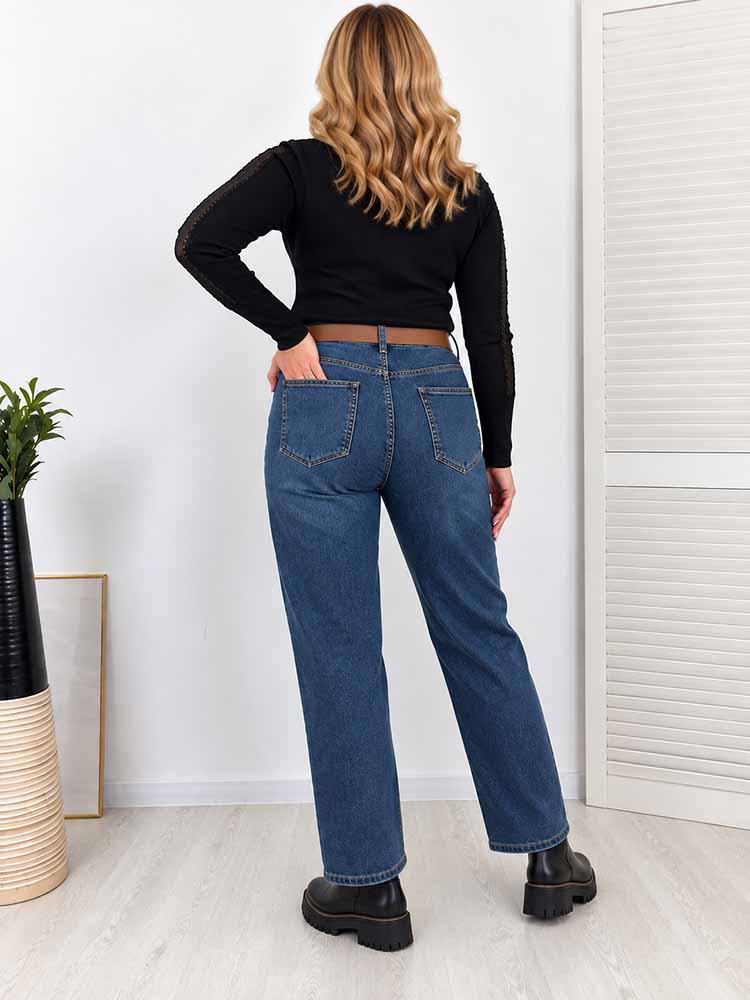582 BALLOON SPODNIE JEANSY Z PASKIEM plus size - obrazek 3