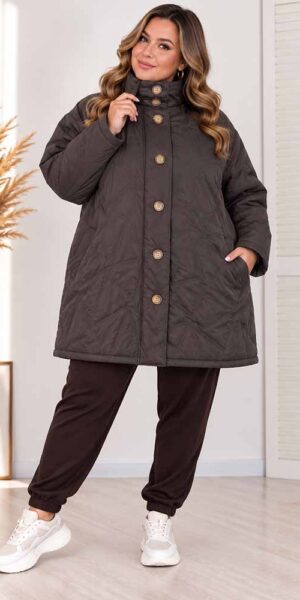 KURTKA PIKOWANA LIZA plus size duży rozmiar czekolada