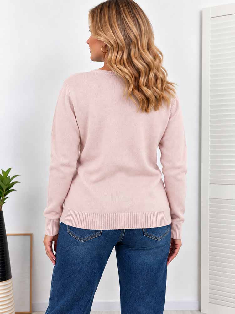 SWETER MARTA ozdobne guziki ciemny pudrowy - obrazek 2