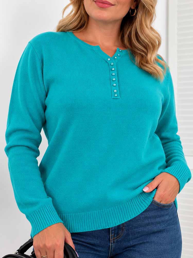 SWETER MARTA ozdobne guziki TURKUS