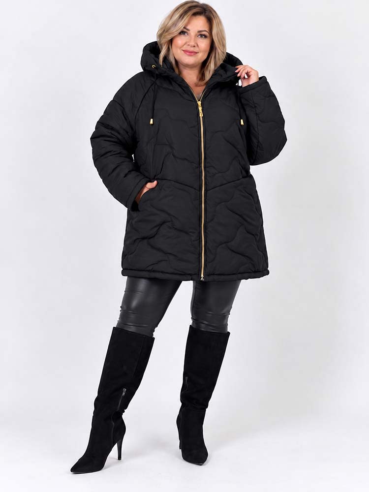 ESTA KURTKA PIKOWANA plus size duży rozmiar z kapturem czarna - obrazek 5