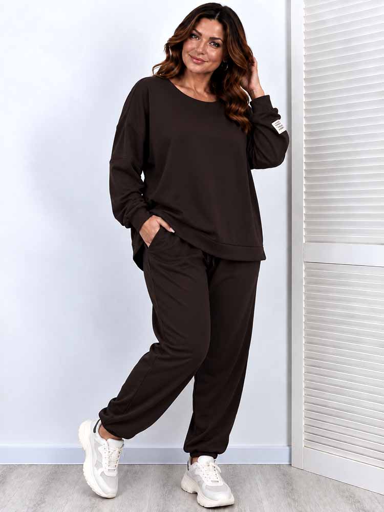 KOMPLET dresy RELAX masełko plus size gorzka czekolada - obrazek 4