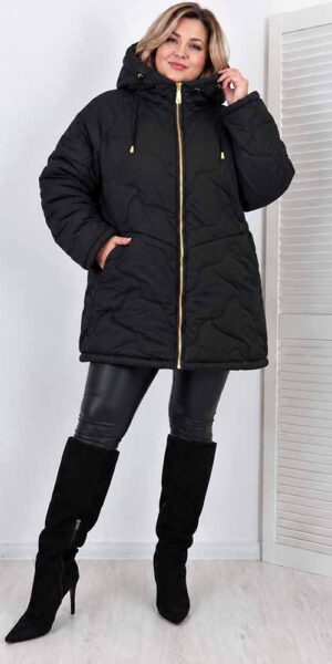 ESTA KURTKA PIKOWANA plus size duży rozmiar z kapturem czarna