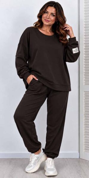 KOMPLET dresy RELAX masełko plus size gorzka czekolada
