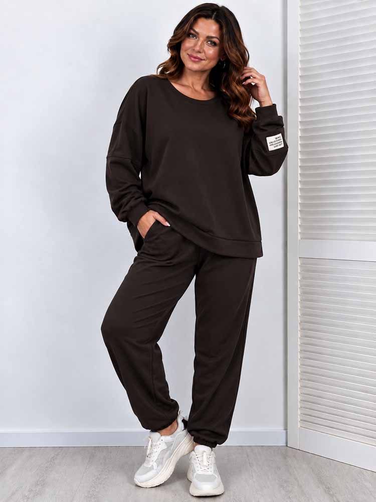 KOMPLET dresy RELAX masełko plus size gorzka czekolada